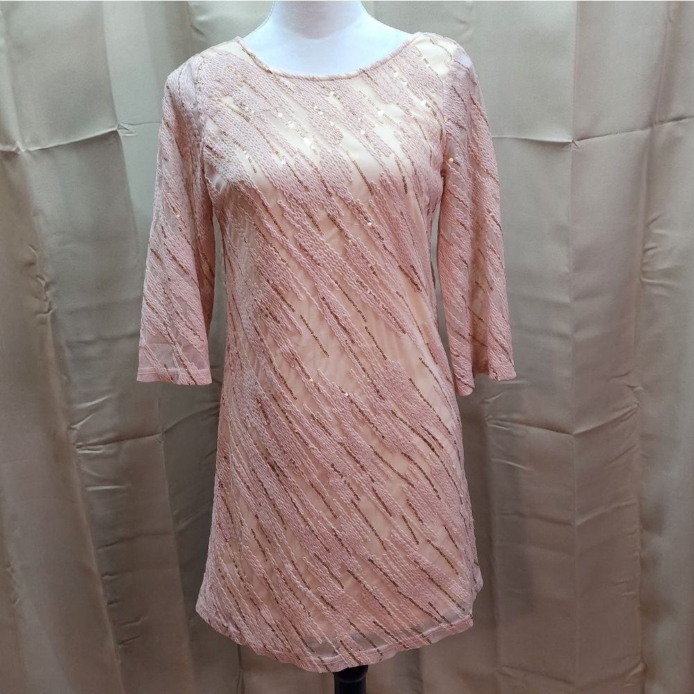 Ark & Co When You Dream Pink Sequin Mini Dress Size Small - Picture 3 of 14
